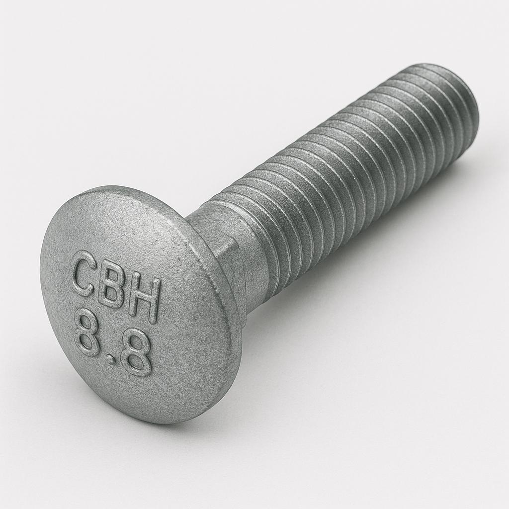 ROUND HEAD SQUARE NECK CARRIAGE BOLT-(DIN 603)-HALF THREAD-M5 X 0.8 X 16M-GRADE 8.8